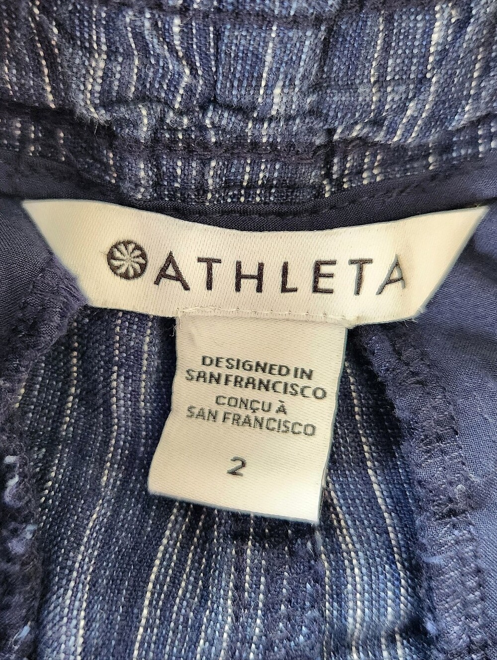 Athleta "Cabo Linen Textured" Striped Shorts Blue 100% Linen | Women's Size 2 - Picture 6 of 9